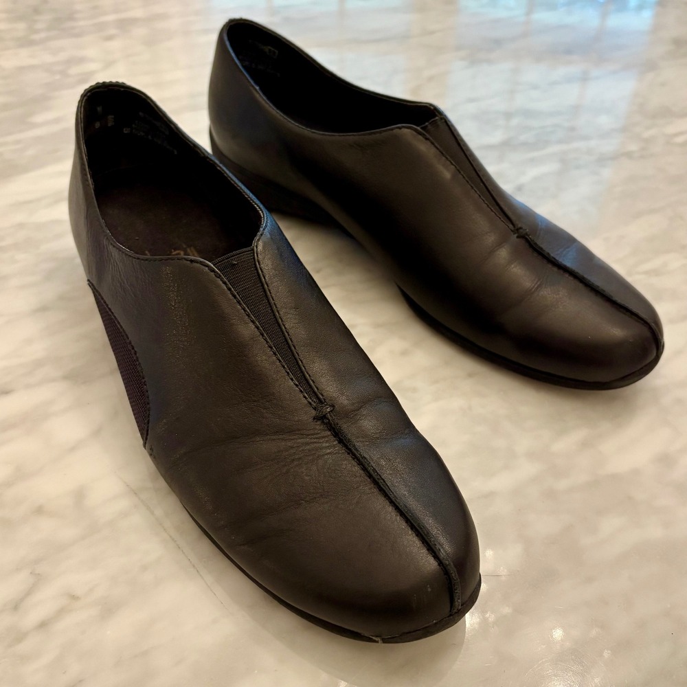 Munro American Black Leather Slip On Comfort Loafers‎ Shoes 9.5 Narrow